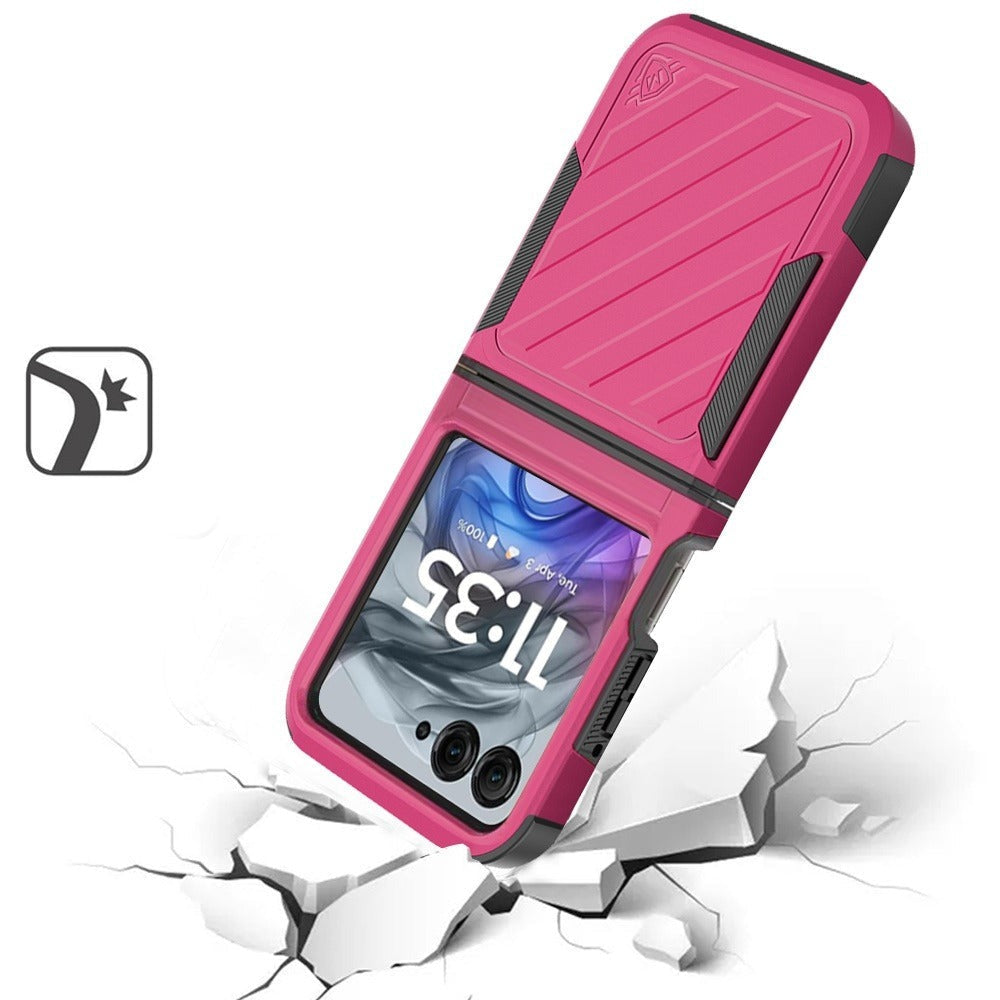 Phone Case Navy Dual-Layer PC and TPU Cover with Wireless Charging Support for Motorola Razr 2024
