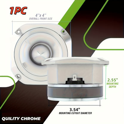 4 Inch Bullet Tweeter 600W Aluminum Frame – 6 Ohm Chrome HiFi Super Tweeter for Car Audio System, Stereo High-Frequency Speaker, Universal Automotive Fit