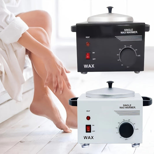 Electric Wax Warmer Kit Adjustable Temperature 0-100°C Aluminum Pot Anti-Scald — Professional Hair Removal Wax Heater Machine for Body Legs Arms Face, SPA Salon Home Use, White & Black