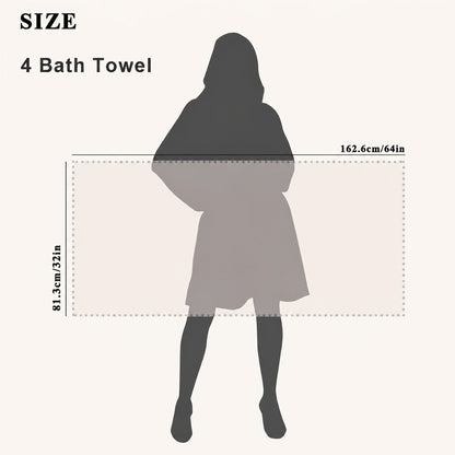 Oversized Bath Towel Set 800GSM 32x64 Inch Extra Large Microfiber - Ultra Soft Quick Dry Striped Spa Grade | Single or 4pcs Random Color | Beige White Light Blue Dark Gray | Modern Coastal Home Gift