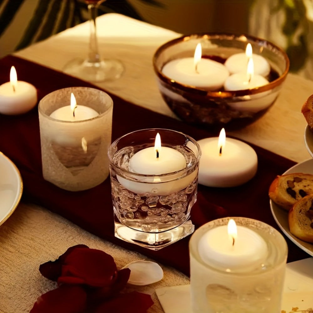 Floating Candles White Set of 42 – 1.5 Inch Small Pool Candles, 4-8 Hour Burn, Wedding Centerpiece, Pool Party, Christmas, Halloween, Easter & Thanksgiving Ambience Decoration
