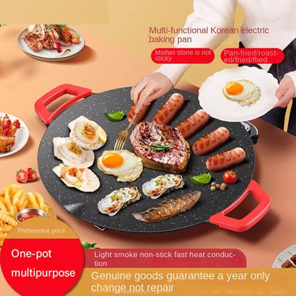 Electric Griddle Maifan Stone Non-Stick Coating 5-Speed Temperature Control - Indoor Electric Baking Pan with Red Handle, Easy Clean, for Pancakes Eggs Steak BBQ - 18"/19"/Square 26.9"