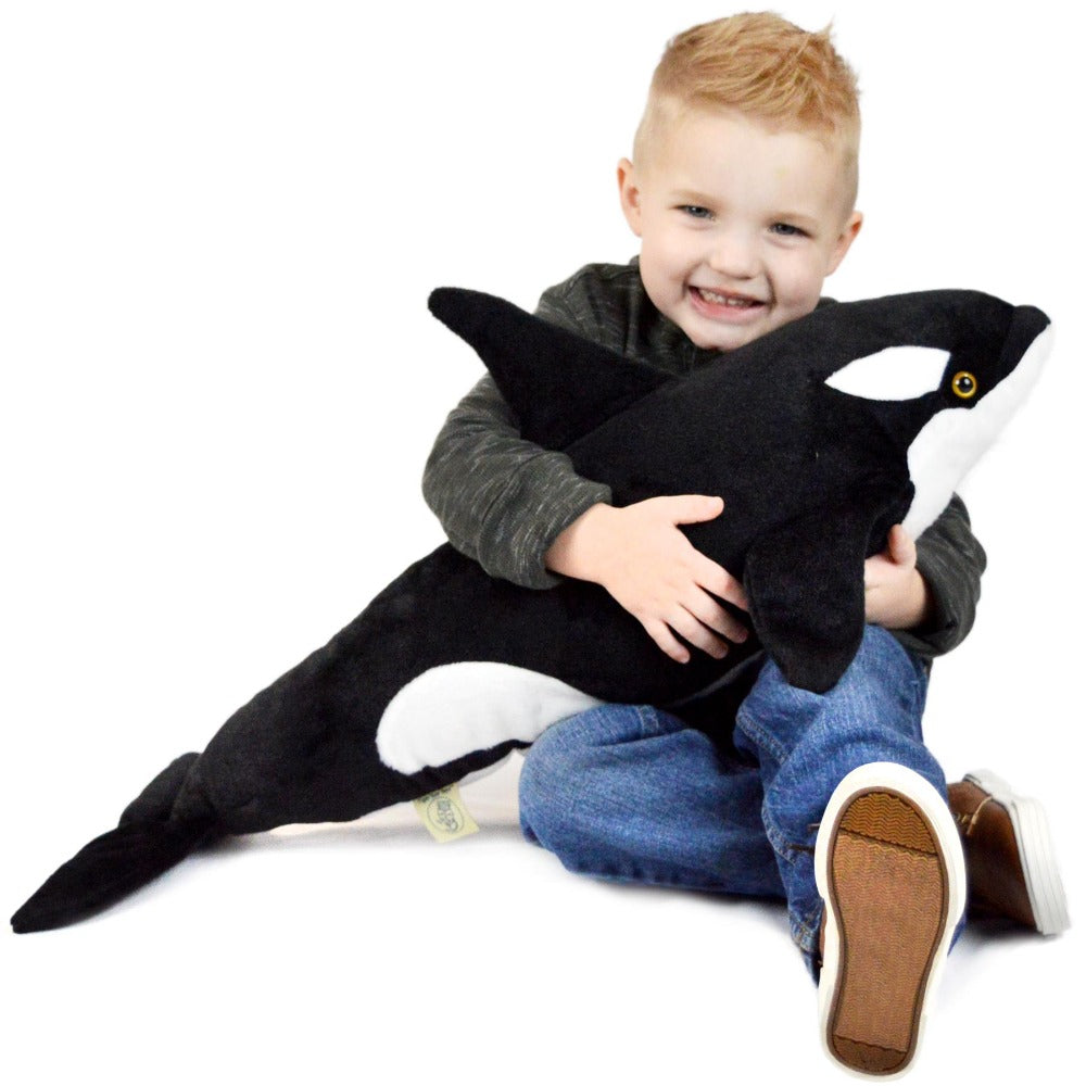 Stuffed Animal Octavius Orca in 28-Inch Length with Black-and-White Ocean Animal Design and Soft Fabric