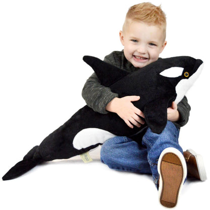 Stuffed Animal Octavius Orca in 28-Inch Length with Black-and-White Ocean Animal Design and Soft Fabric