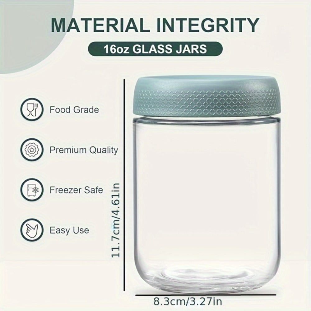 Wide Mouth Mason Jar Set, Six 16oz Glass Containers with Lids and Optional Protective Silicone Sleeves