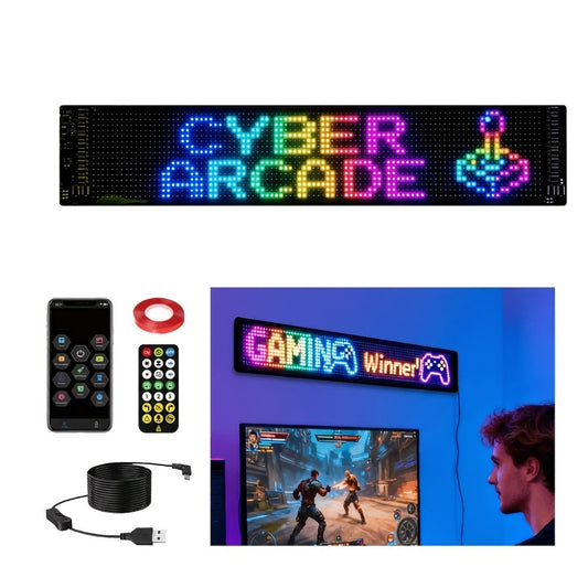 Flexible LED Matrix Screen Display DIY Text Picture & GIF – App & Remote Control, 5V USB Powered | 16x32 to 16x144 | Car, Store, Bike, Event & Holiday Signage