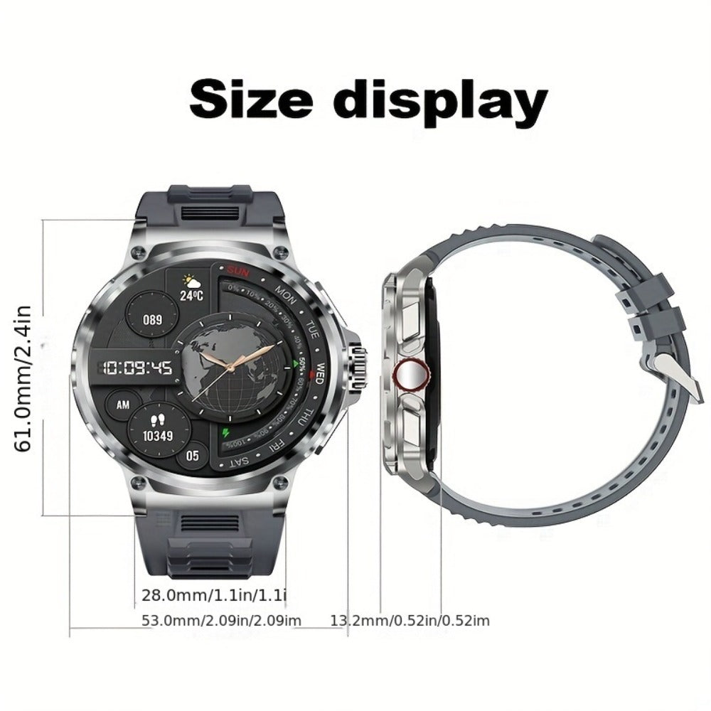 Smart Watch 1.85-Inch Round Display with 710mAh Battery, Wireless Calling and Silver or Black Band