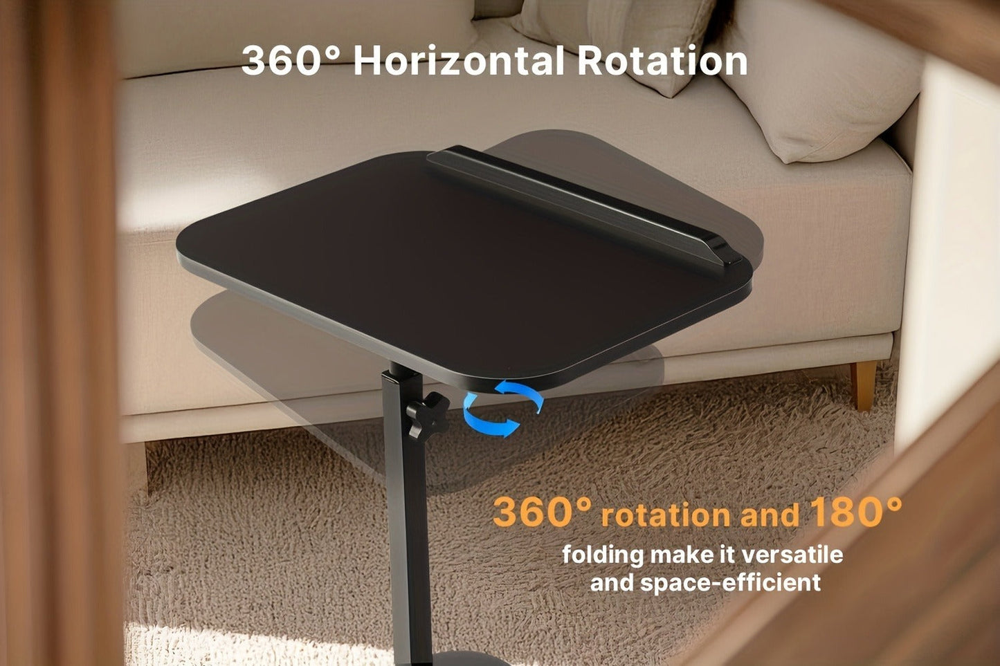 Overbed Table Adjustable Height Hospital Bed Table Bedside Dining Table for Elderly Patients Convalescence Home Medical Nursing Table Rolling Laptop Desk for Bedridden Adults Recovery Care Table Black