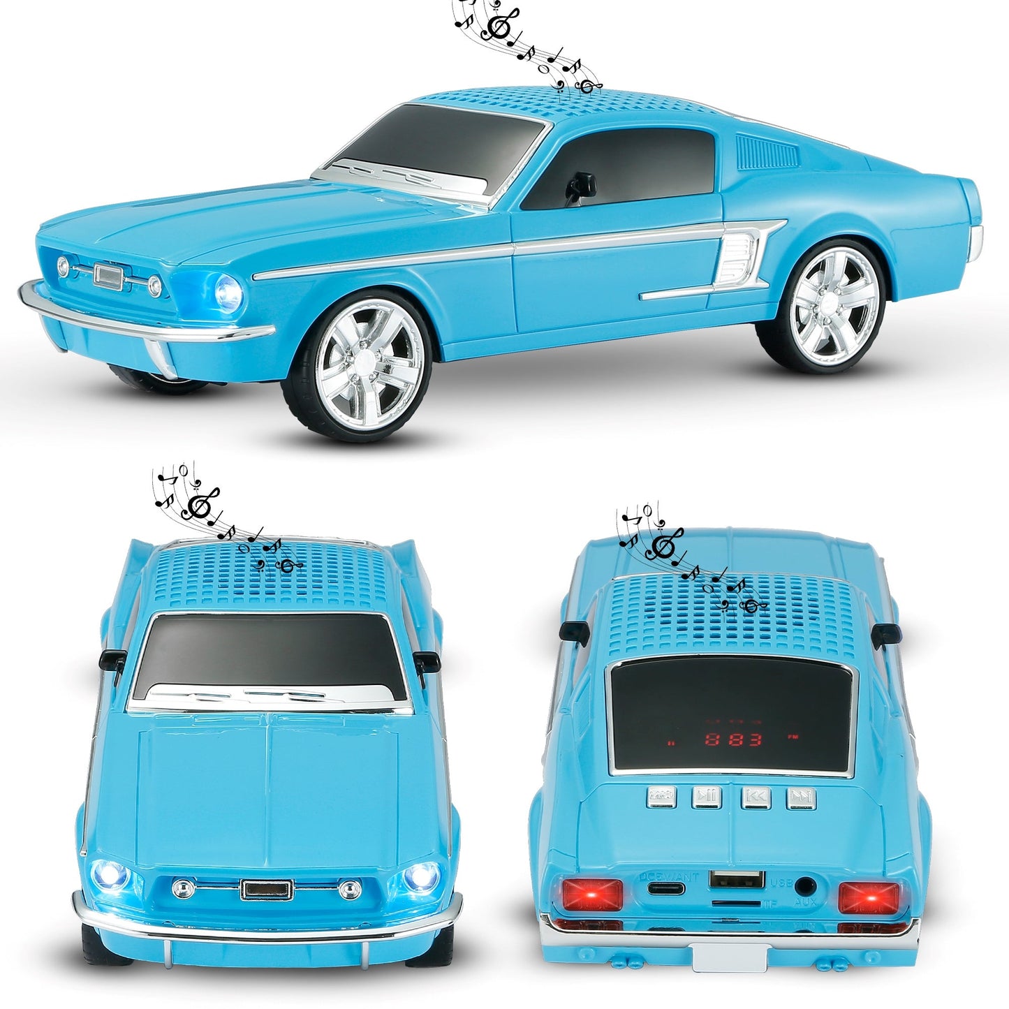 Fuzix WS-1967 Classic Car Bluetooth Speaker with LED Lights | Retro Replica Wireless Stereo, FM Radio, USB/TF/AUX, Built-in Mic, Rechargeable – Novelty Gift for Car Enthusiasts, Home, Travel & Parties