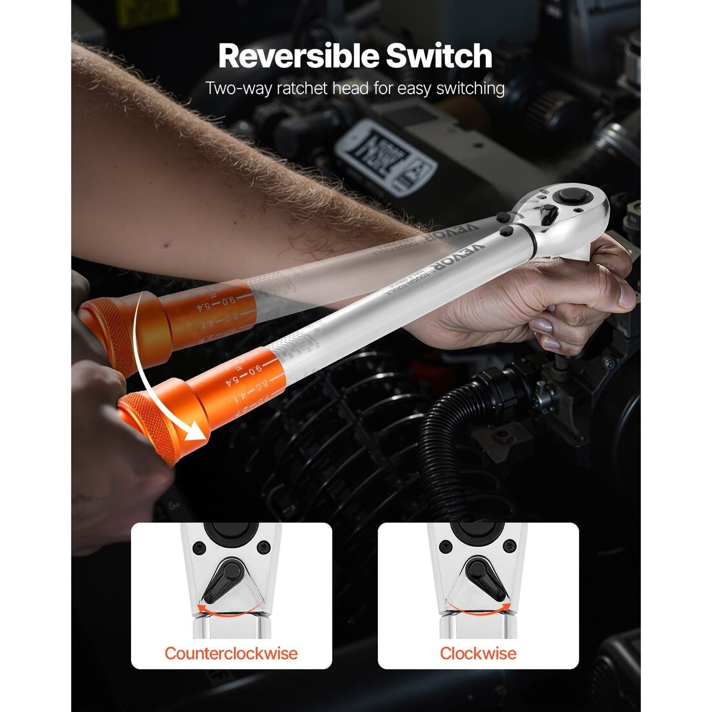 Click Torque Wrench Set 3-Piece - 1/4 3/8 1/2 Inch Drive, Dual-Direction 72-Tooth Reversible Ratchet, ±3% Accuracy with Calibration Certificate, Alloy Steel, Laser-Etched Scale, Heavy-Duty Tool Case