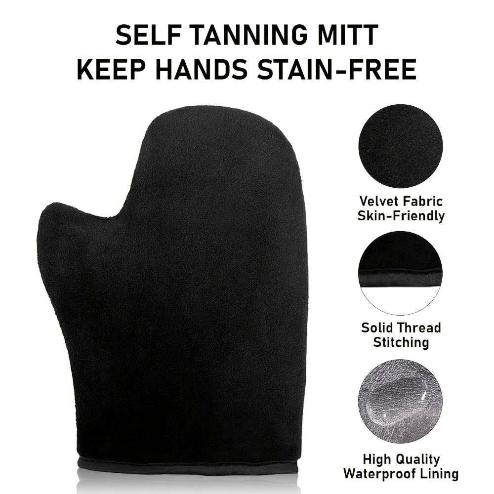 Sunless Tanning Mousse Kit 6-Piece Set with Mitt Applicator - Self Tanner Foam 1 Hour Fast Tan No Fake Smell Long Lasting Bronze Glow 3.38oz Gift Set