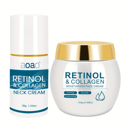 Face Cream Retinol Collagen 130g Jar or Face-and-Neck Cream Duo with Hyaluronic Acid and Vitamin E
