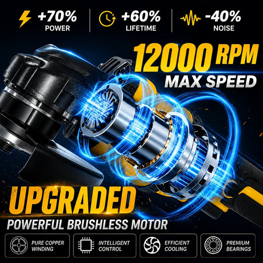 Cordless Angle Grinder - Rechargeable Polishing Machine with Lithium-Ion Battery, Fast Charger & Complete Accessories Kit, Variable Speed for Cutting, Grinding, Polishing & Sanding, Multi-Use Power Tool