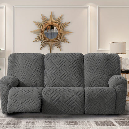Stretch 3 Seat Sofa Slipcover Elastic Spandex Couch Cover with Pocket Anti-Slip Jacquard Knit Washable Solid Color Sofa Protector for Living Room Office Pet Friendly