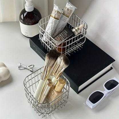 Storage Basket Open Weave Organizer – Multi-Purpose Woven Bin for Bathroom Shelf Kitchen Desk Bedroom Home Organization Sturdy Sleek Design