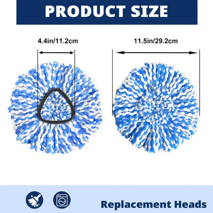 Spin Mop Replacement Heads 6 Pack with Scrub Brush & Base – Microfiber Mop Heads Refills Machine Washable Deep Cleaning Floor Mop Pads for Spin Mop Bucket System Home Kitchen Hardwood Tile