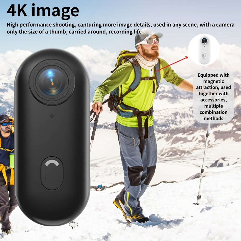 Mini Action Camera Thumb Size Wide Angle Lens 800mAh Battery with Memory Card Wearable Pocket Camera for Sports FPV Pet Monitoring Video Recording Portable Ultra-Clear