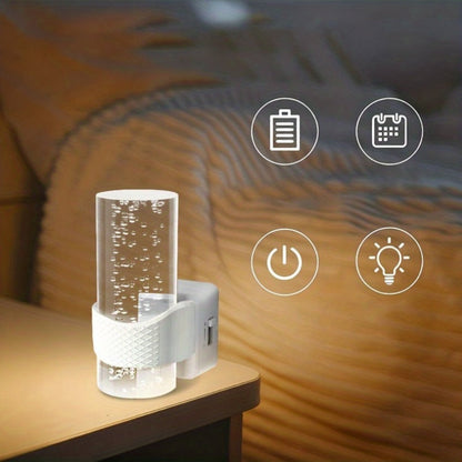 Two-Pack 3000K Plug-In Night Lights with Bubble-Pattern Shades, Light Sensors and Black or White Bases