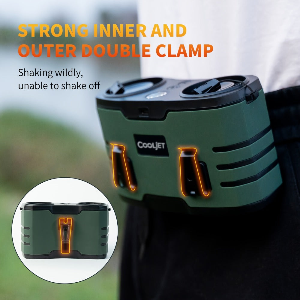 Wearable Waist Fan with 20000mAh Battery, Dual Vents, 10 Settings, Display and Two Color Options