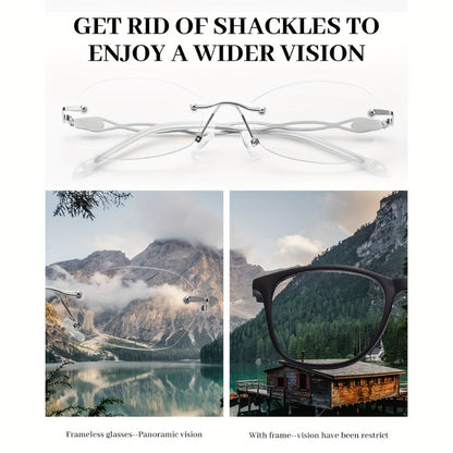 Reading Glasses – Three-Pair Rimless Metal Blue-Light Readers in Multiple Colors and Strengths