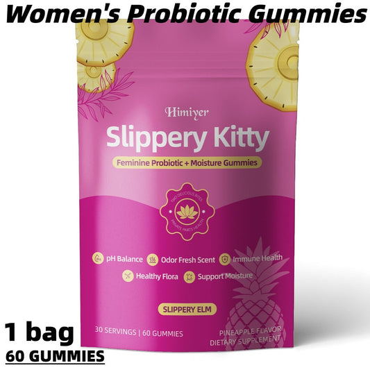 Women's Probiotic Gummies with Slippery Elm for pH Balance & Freshness, Pineapple Flavour, 60 Gummies