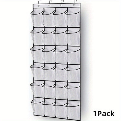 Over Door Shoe Organizer 24 Large Mesh Pockets – Foldable Breathable Hanging Storage Rack, Durable Fabric Closet Hanger for Shoes & Accessories, Space-Saving Door Organization