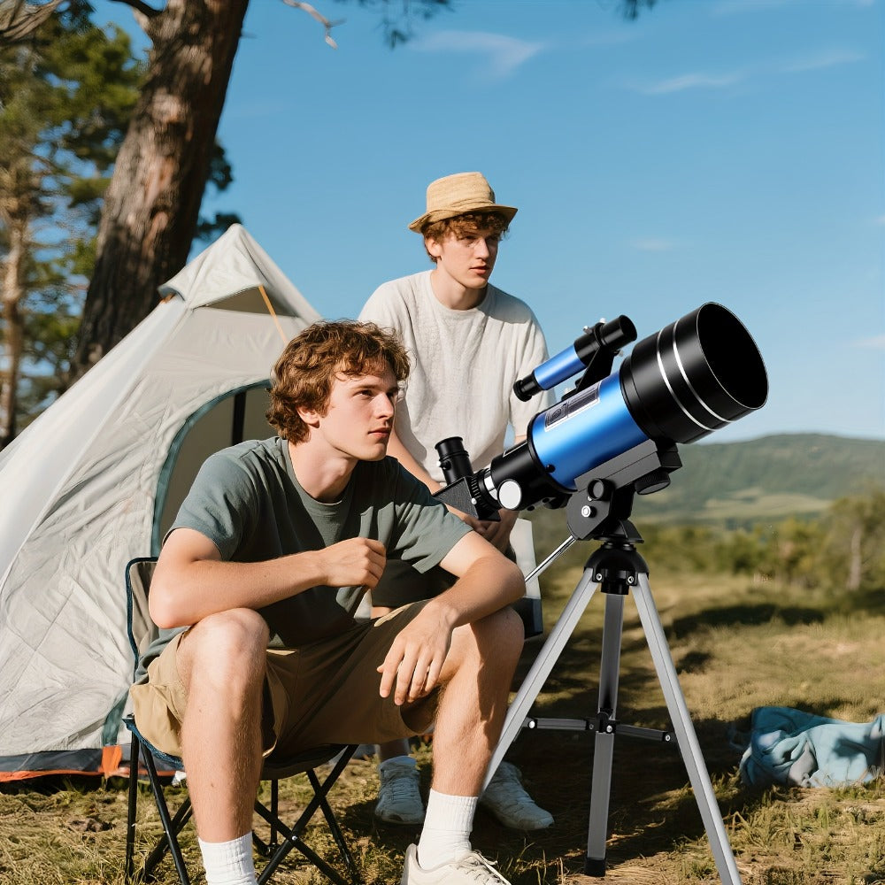 Portable 70 mm Aperture Telescope with Blue or White TS-70300 Models, Tripod, Phone Holder and Eyepieces
