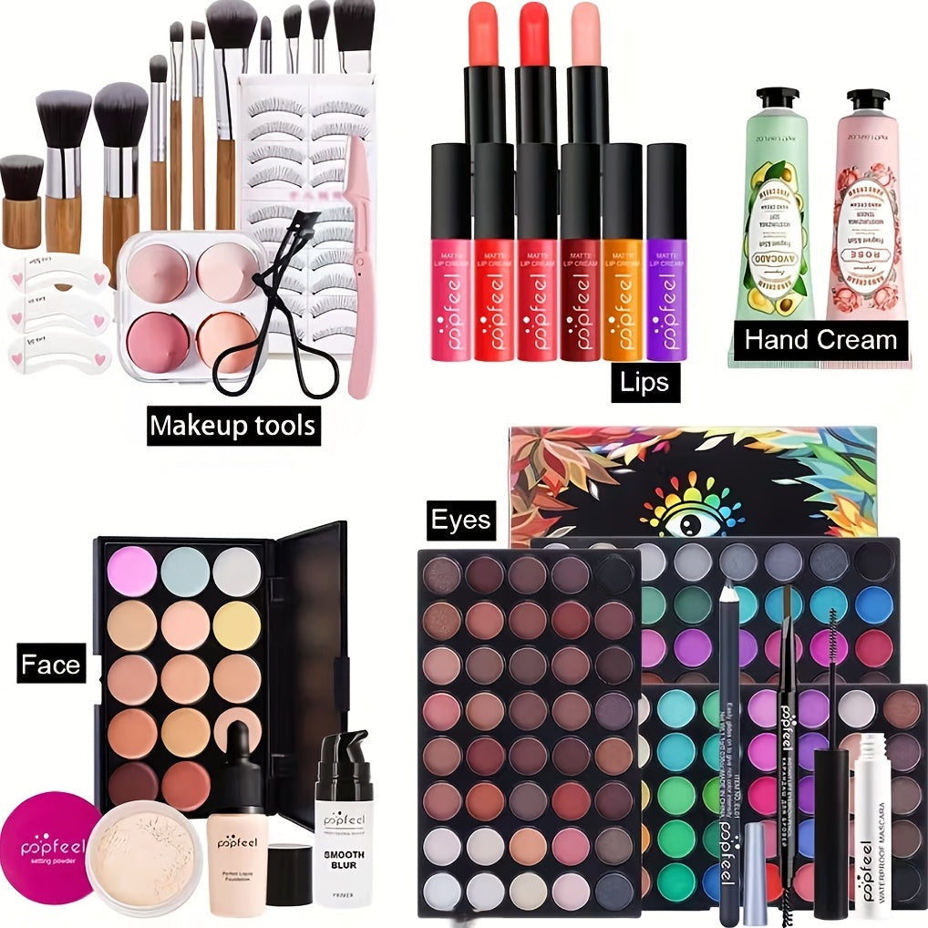 Makeup Kit with Foundation Blush Eyeshadow Palette Mascara and Brush for Women Beginners Gift