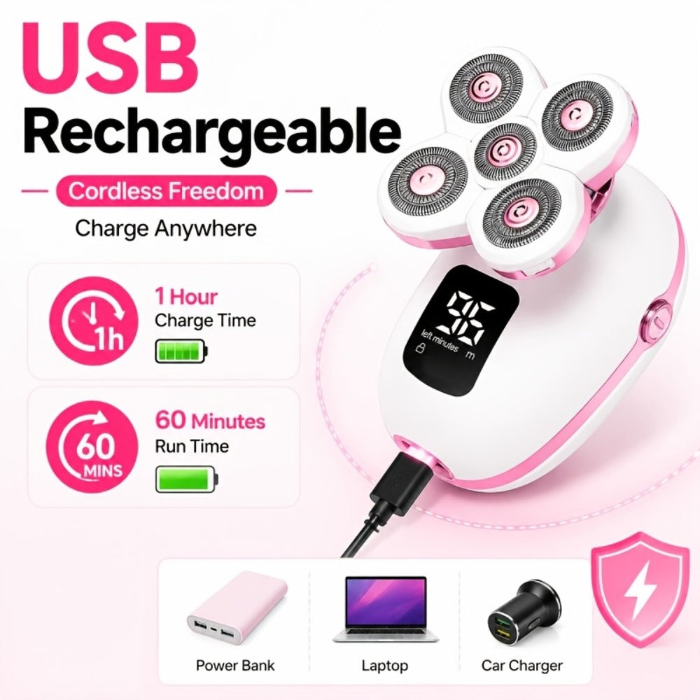 Electric Shaver IPX6 Floating Rotary Head with Type-C Charging, LED Display and Five Listed Set or Head Options