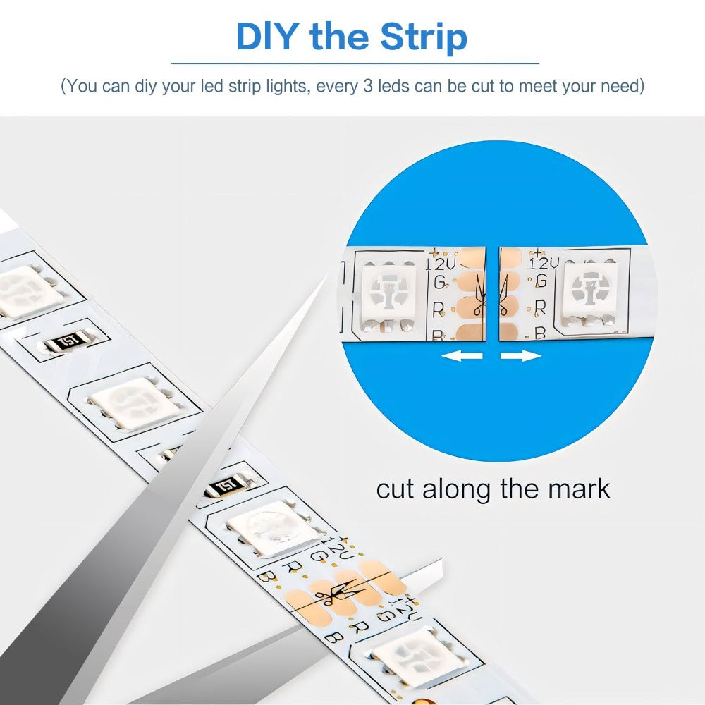 Music Sync LED Strip Lights with APP & 24-Key Remote - RGB Color Changing Built-in Mic USB Plug-and-Play 100FT 130FT 200FT for Bedroom Gaming Room Party Holiday Home Decoration