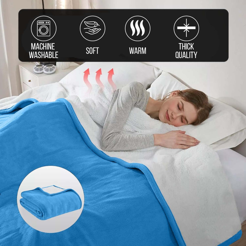 480GSM Sherpa Fleece Blanket – Double-Sided Heavy Warm Throw for Couch, Bed & Travel, Reversible All Season, 13 Colors, 3 Sizes