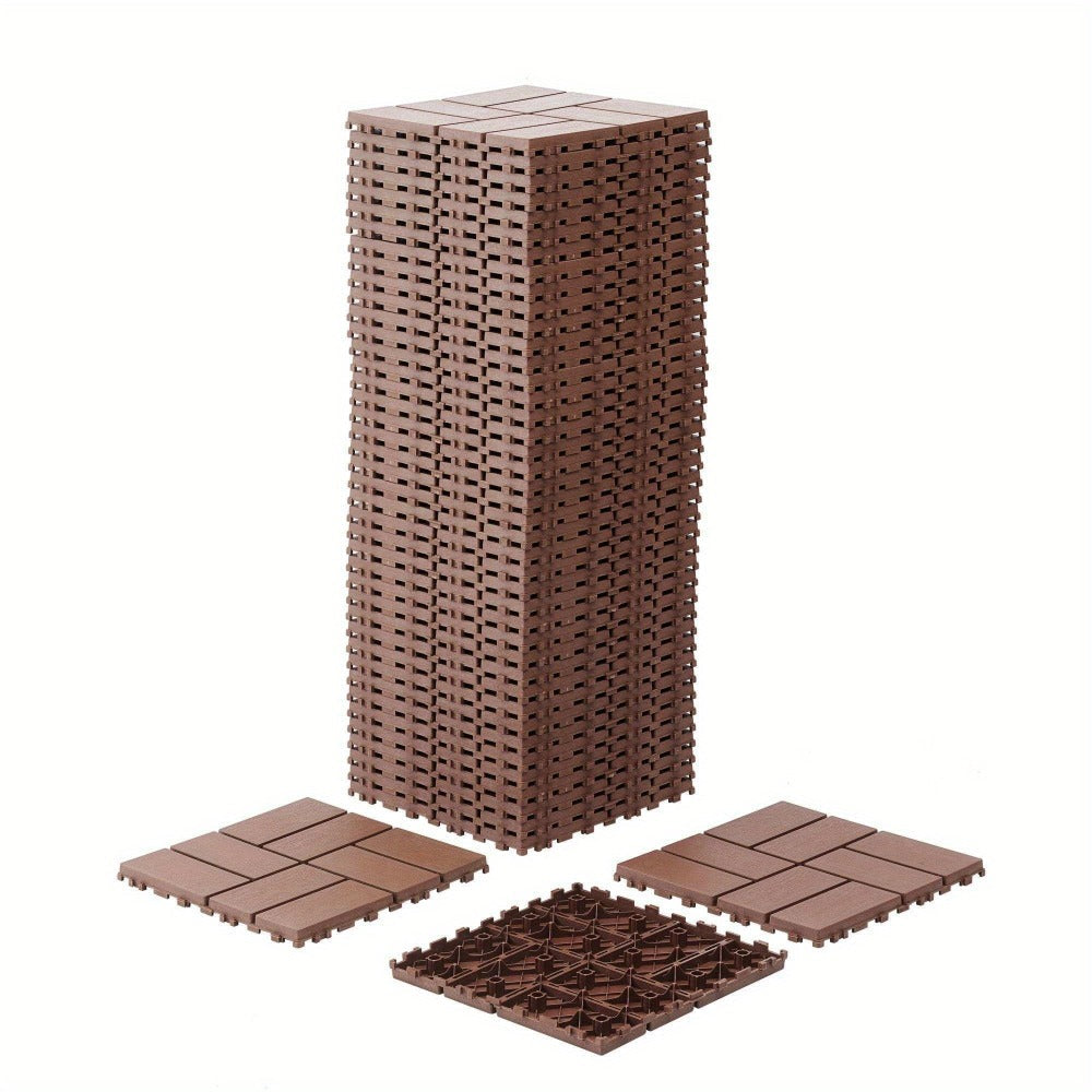 Interlocking Deck Tiles 44-Pack 12"x12" Waterproof Outdoor Patio Tiles – All-Weather PP Material, High Load-Bearing, Easy Snap-Lock Install, Grid Pattern Flooring for Poolside, Balcony, Backyard, Patio & Bathroom