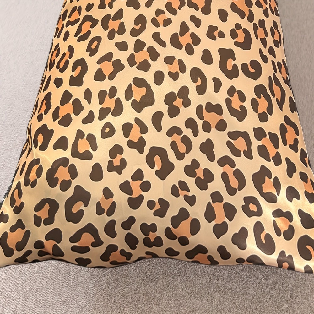 Four-Piece Leopard Print Pillowcase and Sleep Accessory Set with Three Exact Standard-Size Patterns
