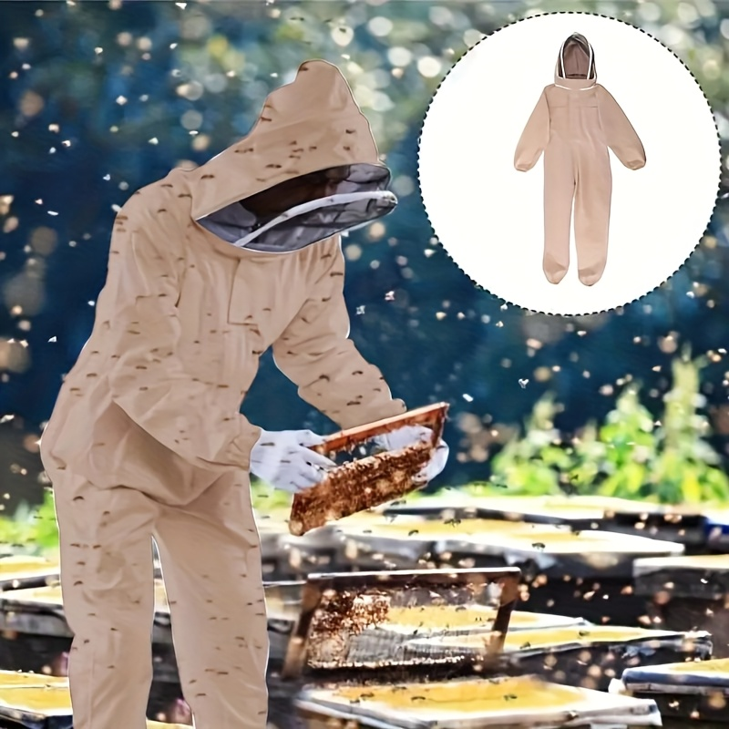 Full Body Bee Suit 3-Layer Breathable Veil Hood Gloves Filter Screen
