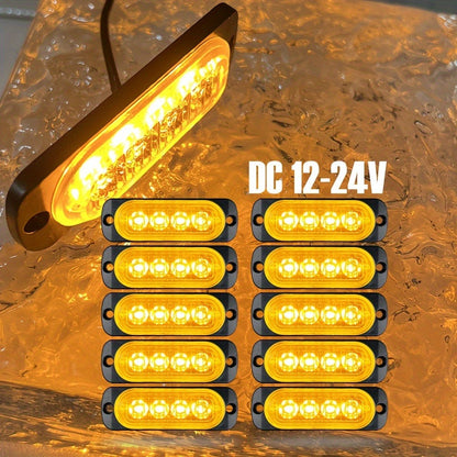 10pcs Universal LED Marker Lights for Trucks Cars 12V-24V Upgraded Clearance Side Marker Indicator Lamps, White Amber Red Options for Trailers RVs Pickups Heavy Duty Vehicles