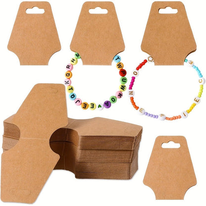 Self-Adhesive Kraft Jewelry Display Cards with Rounded Corners for Necklaces, Bracelets and Keychains, 11- or 99-Pack