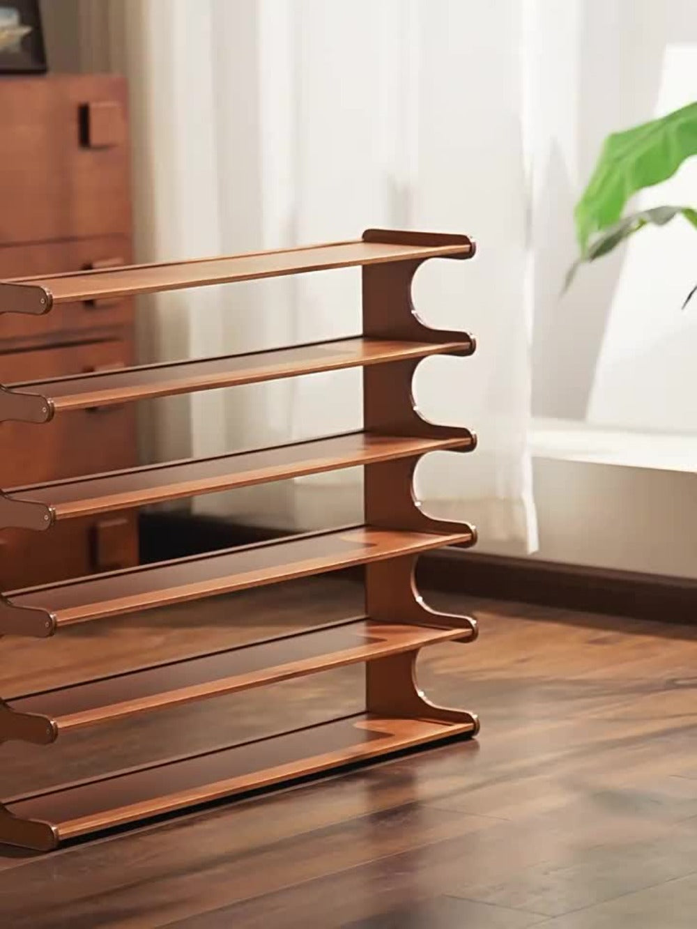 Widened Reinforced Bamboo Shoe Rack in 3, 5 or 6-Tier Options for Home Entryways and Bedrooms