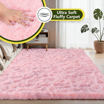 Area Rug Fluffy Tie-Dye Machine-Woven Mat at 1000 g/m² in Eight Colors and Three Indoor Sizes
