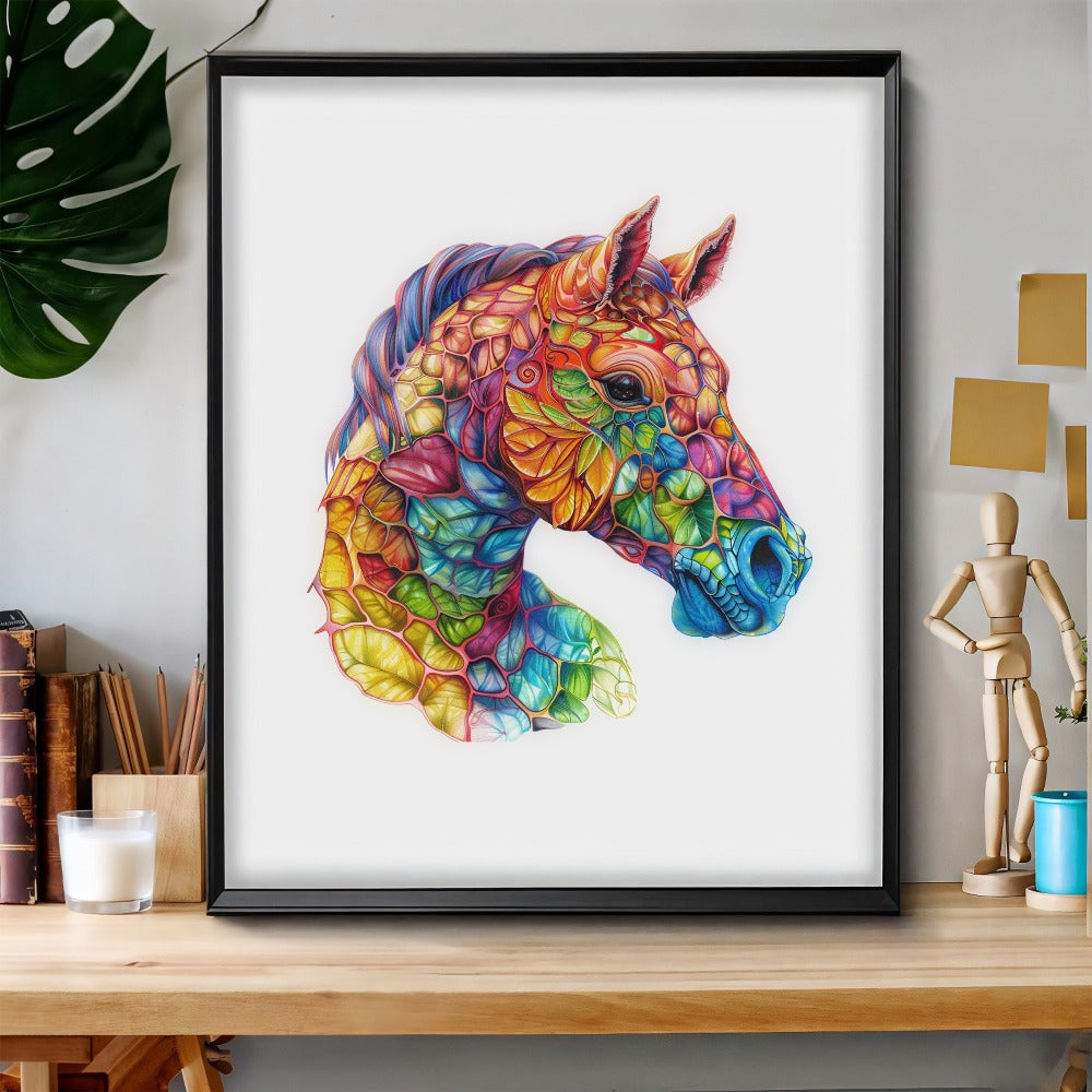 Colorful Horse Wooden Jigsaw Puzzle with Irregular Pieces and S, M and L Size Options from 4.92 to 11.02 Inches