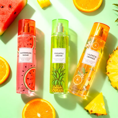 Body & Hair Fragrance Mist for Women 2pcs Set L1ong Lasting Fruity Perfume Spray 8 fl oz Pineapple Coconut Peach Strawberry Watermelon Scents Daily Dating Party Gift