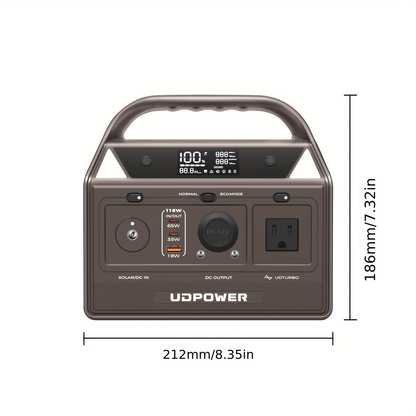 Portable Power Station 595Wh 600W with LiFePO4 Cell Pack, Nine Outputs, USB-C PD and 1200W Surge