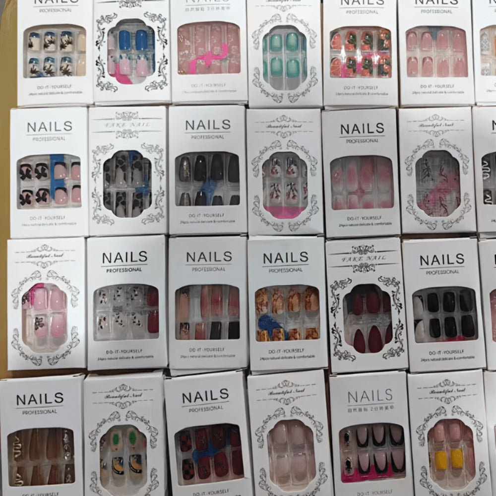 Press On Nails 576-Piece Full-Cover Assorted Glossy Variety Set with Reusable Styles for Parties and Daily Wear