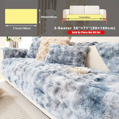 Sofa Cover, Faux-Lamb Plush Gradient Couch Pad in Five Colors with Armchair, Backrest and Seat Sizes