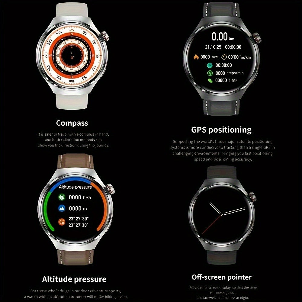 Smart Watch 360x360 Round Display with GPS, NFC, Wireless Calling and Five Strap Options for Men