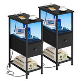 Black-1 Drawer-2pcs