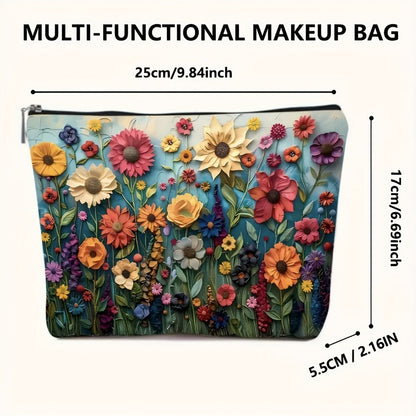Makeup Bag – Daisy Floral Makeup Bag 4-Pack Set Foldable Zipper Travel Cosmetic Pouch Durable Toiletry Organizer Gift for Women Girls…
