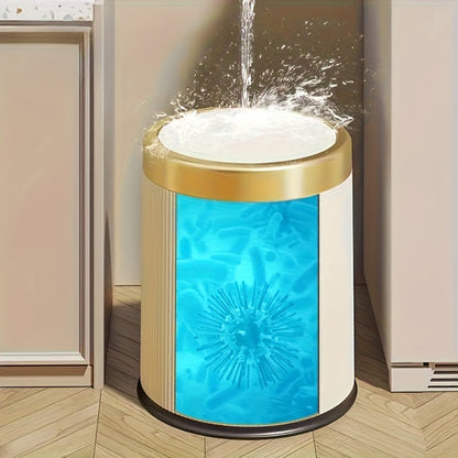 Dual Compartment Trash Can with Push-Top Lid, 3.17 Gal Odor-Resistant Oval Waste Bin for Kitchen Bathroom Bedroom Office