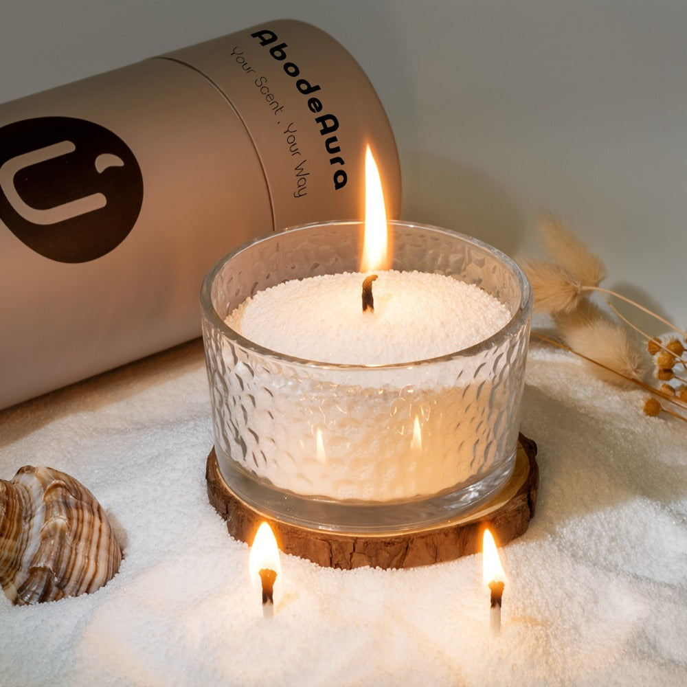 18oz Pearled Candle Kit with Hammered Glass Cup, 30 Separate Wicks and Five Scent Selections