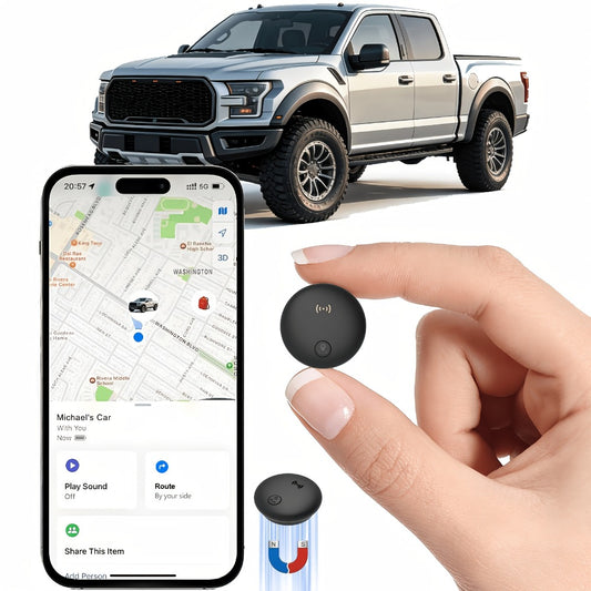 Magnetic Mini GPS Tracker No Monthly Fee No SIM Card Required – Built-In Strong Magnet Real-Time Vehicle Tracking Apple Find My (iOS) Global Anti-Theft for Car Truck Bicycle (1-Pack / 2-Pack)
