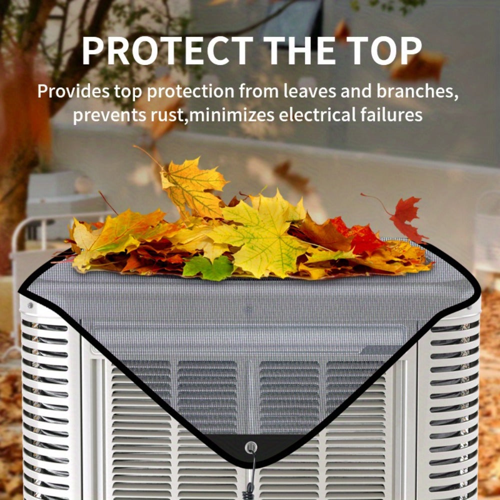 Outdoor Air Conditioner Top Cover, 26 x 26 Inch Mesh Panel with Four Elastic Hook Cords Pictured